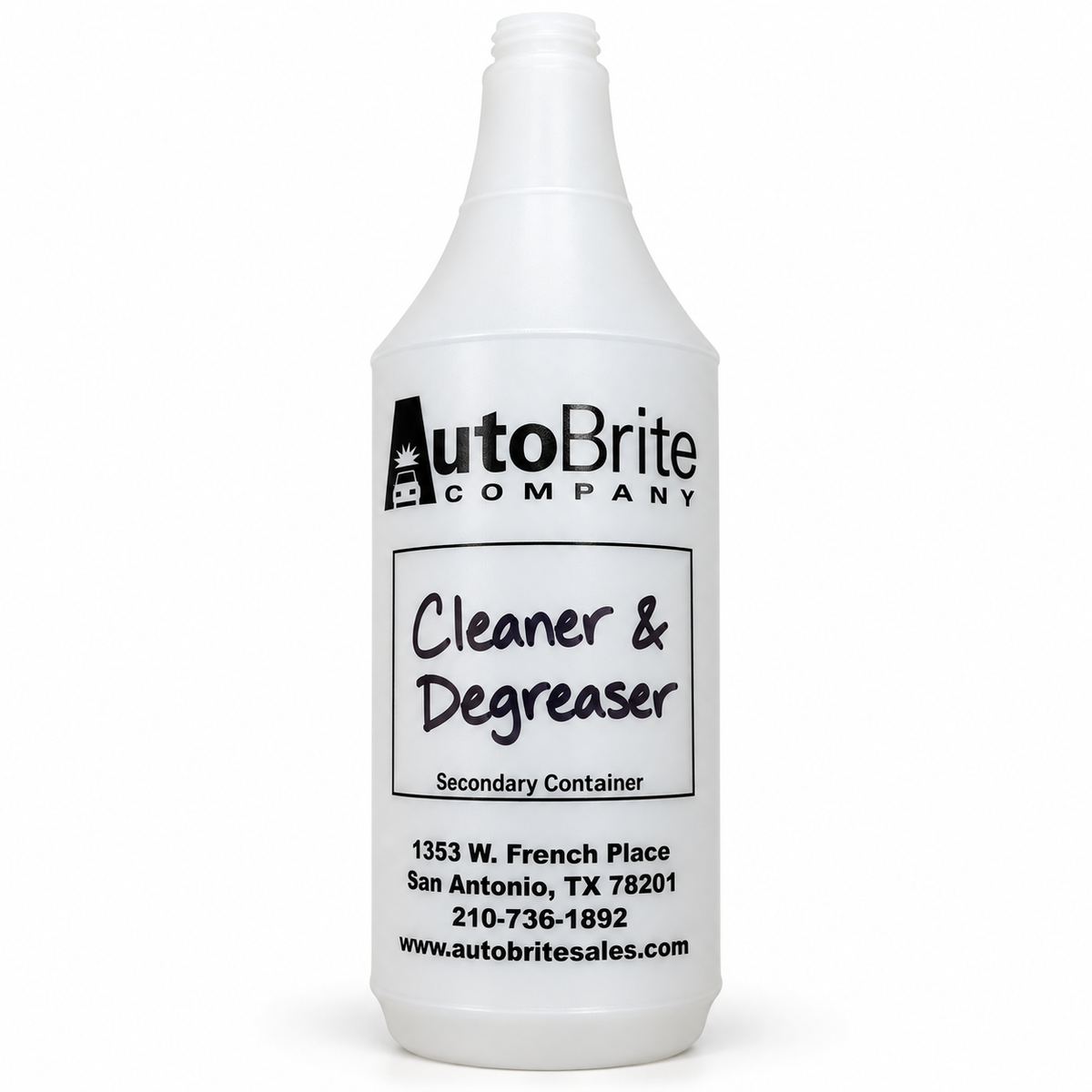 AutoBrite secondary container bottle labeled Cleaner & Degreaser