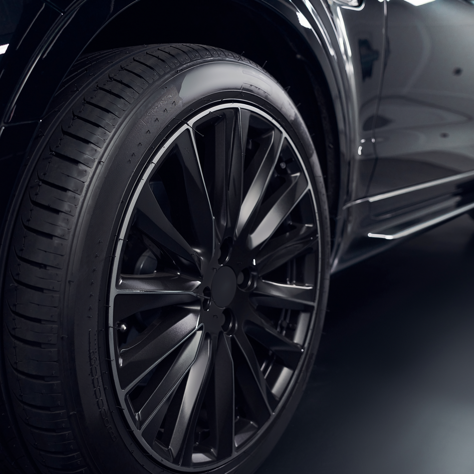 Mega Shine semi-gloss tire finish