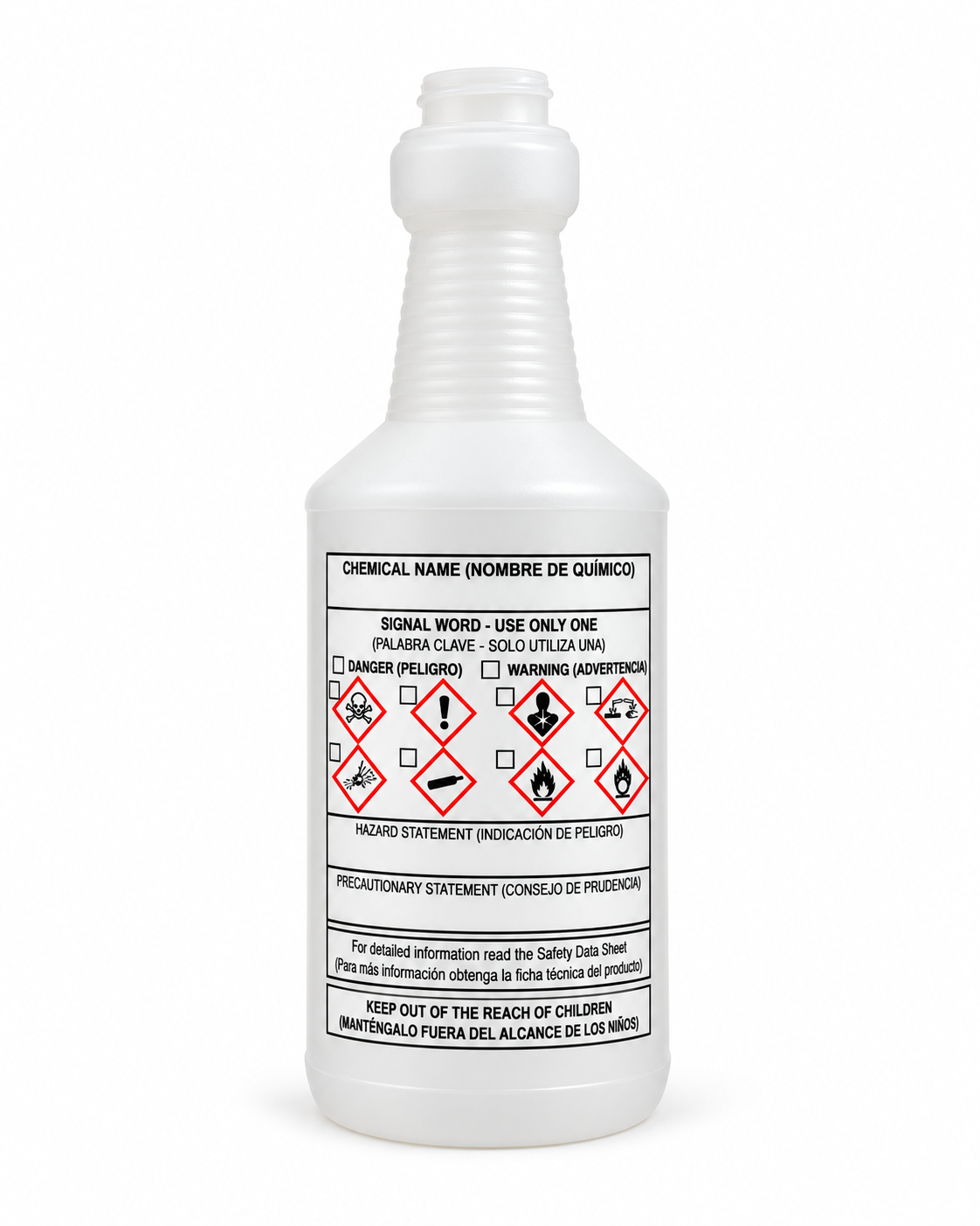 Plastic Pint Bottle with GHS hazard label