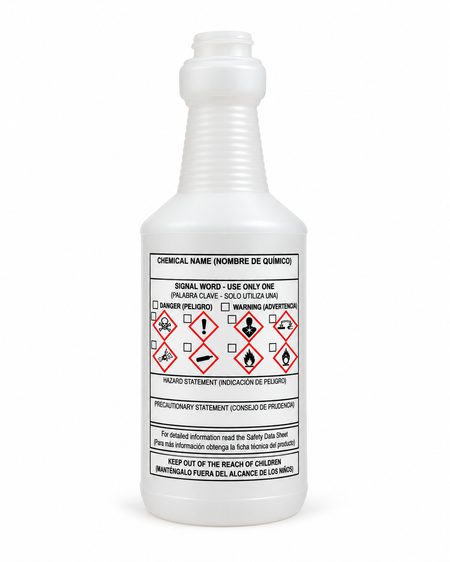 Plastic Pint Bottle with GHS hazard label